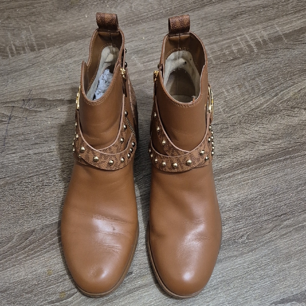 Michael Kors Tan Studded Ankle Boots